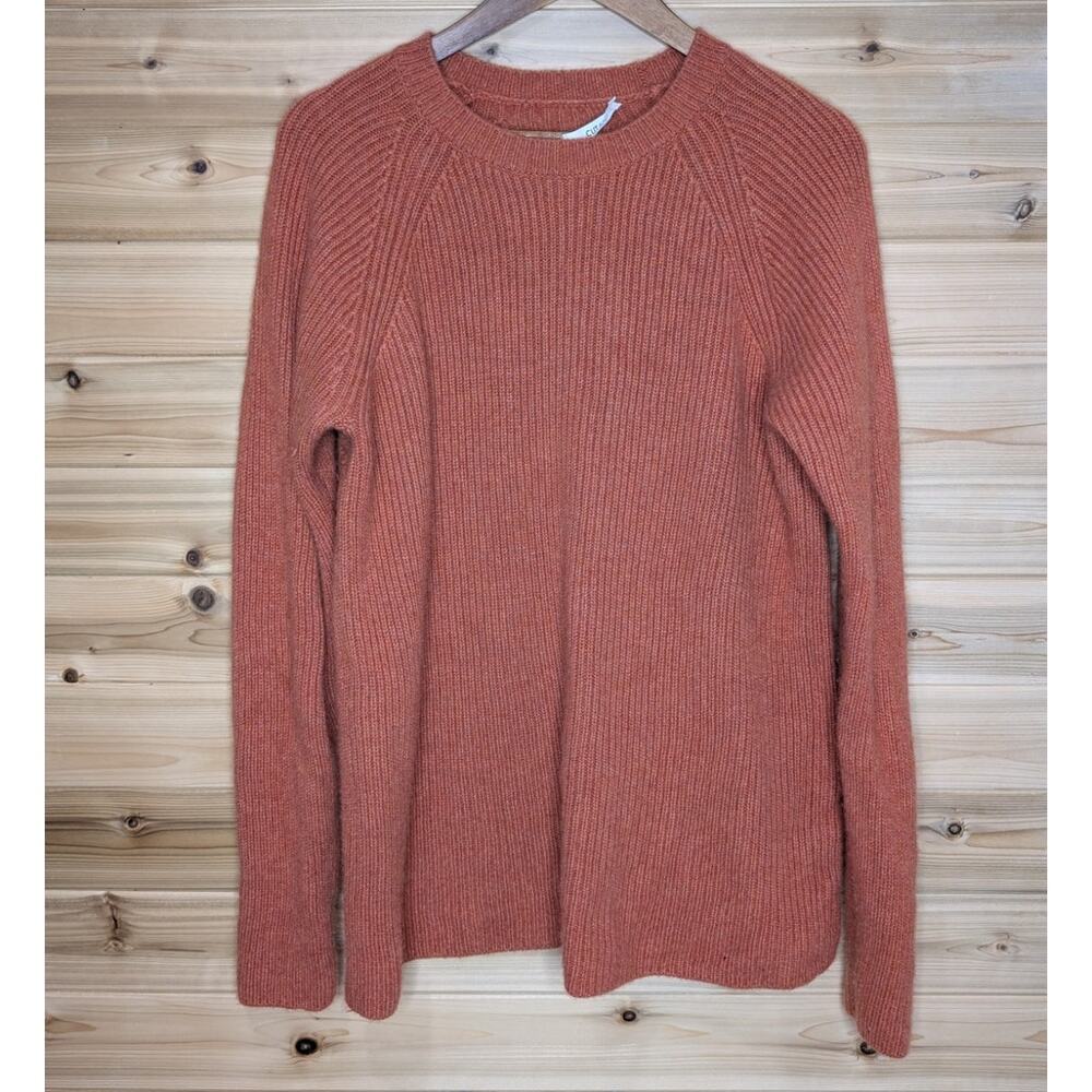 Cut & Pin Sweater Mens Large Orange Cashmere Crew Neck Sweater‎